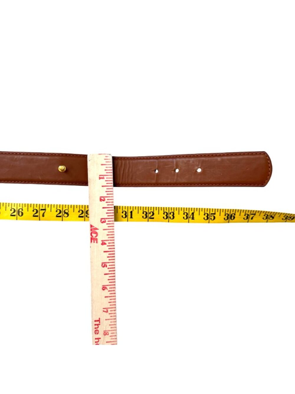 Lauren Ralph Lauren Women's Leather Belt Sz 10 Brown O-Ring Gold Tone Buckle - Picture 8 of 8